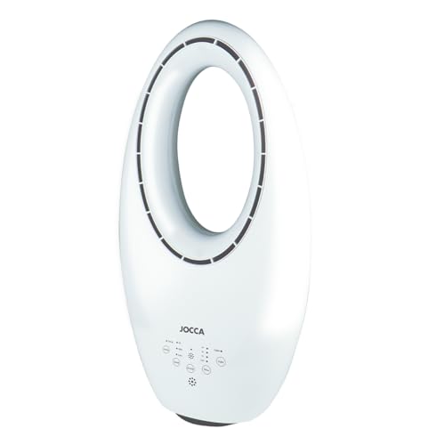 Luftreiniger ohne Flügel mit Fernbedienung | 3 Geschwindigkeiten | Automatische Oszillation | LED-Beleuchtung mit 4 Wechsellichtern | Timer bis zu 7,5h | Leiser Betrieb | Modernes und Sicheres Design von Jocca