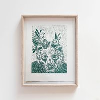 Das Perfekte Trio Kunstwerk - Bär | Kaninchen Bluebird Tiere Lino-Druck Wandkunst Das Perfekte Trio Kunstwerk - Bär | Kaninchen Bluebird Tiere Lino-Druck Wandkunst von JocelinKMeredithArt