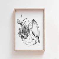 Die Reise Der Schöpfung - Wal | Leben Tinte Illustration Wand-Kunst Giclée-Druck Die Reise Der Schöpfung - Wal | Leben Tinte Illustration Wand-Kunst Giclée-Druck von JocelinKMeredithArt