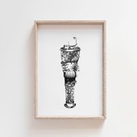 Ein Teleskop Zum Erkunden - | Abenteuer Klettern Stürme| Tinte Illustration Wand-Kunst Giclée-Druck von JocelinKMeredithArt