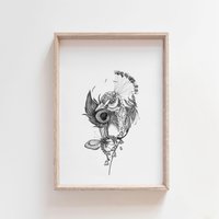 Unkraut Und Blumen - Pfau | Schmetterling Tinte Illustration Wand-Kunst Giclée-Druck Unkraut Und Blumen - Pfau | Schmetterling Tinte Illustration Wand-Kunst Giclée-Druck von JocelinKMeredithArt
