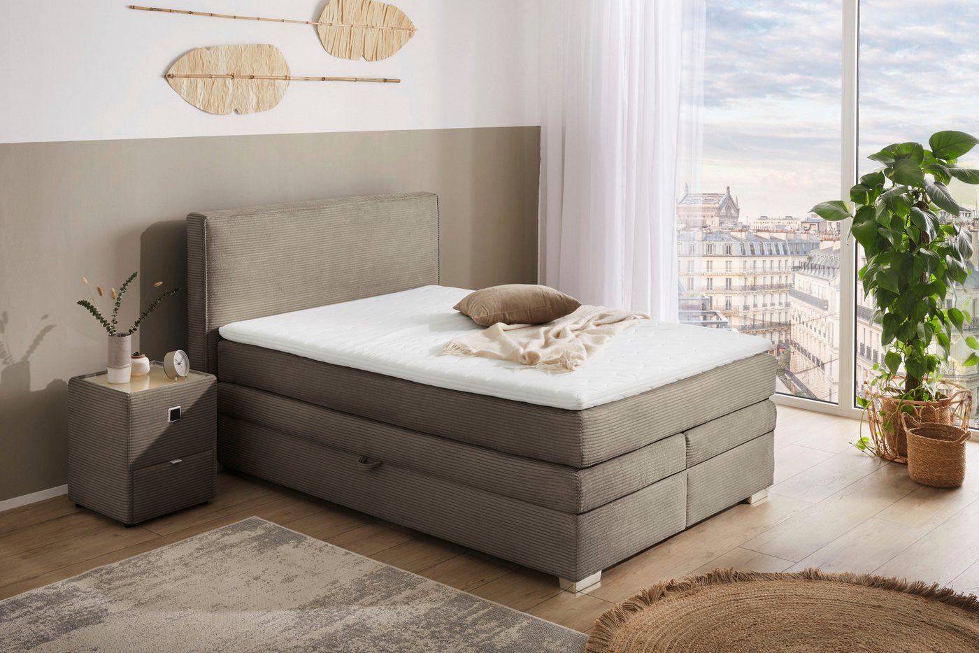 Jockenhöfer Gruppe Boxspringbett Arabella, 2x 70er Boxen mit Stauraum, Wende-Bonell-Federkern-Matratze (H2/H3), inkl. Topper von Jockenhöfer Gruppe