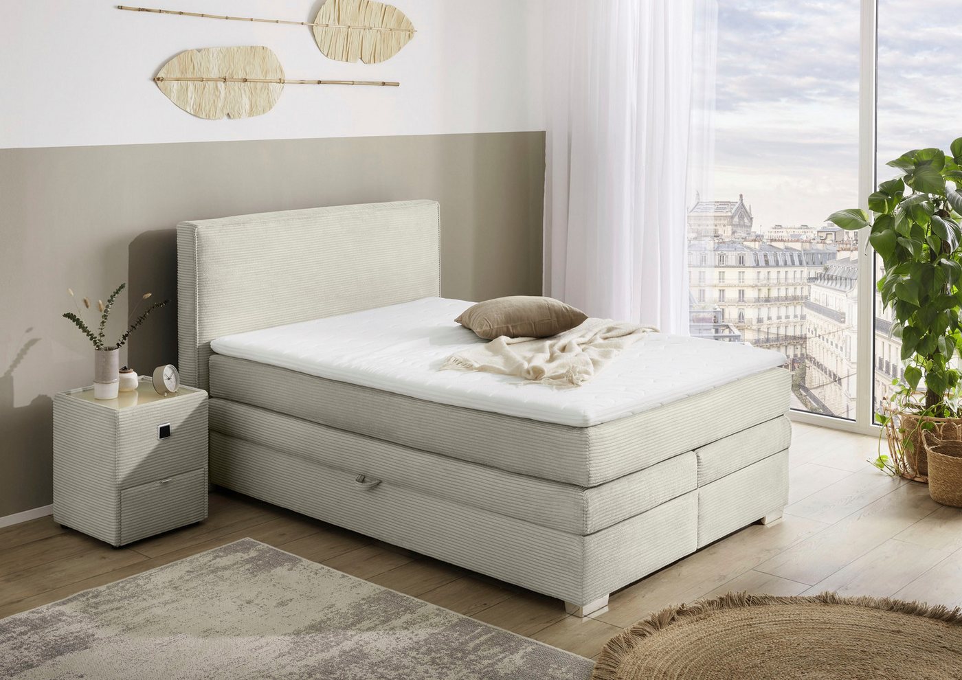 Jockenhöfer Gruppe Boxspringbett Arabella, 2x 70er Boxen mit Stauraum, Wende-Bonell-Federkern-Matratze (H2/H3), inkl. Topper von Jockenhöfer Gruppe
