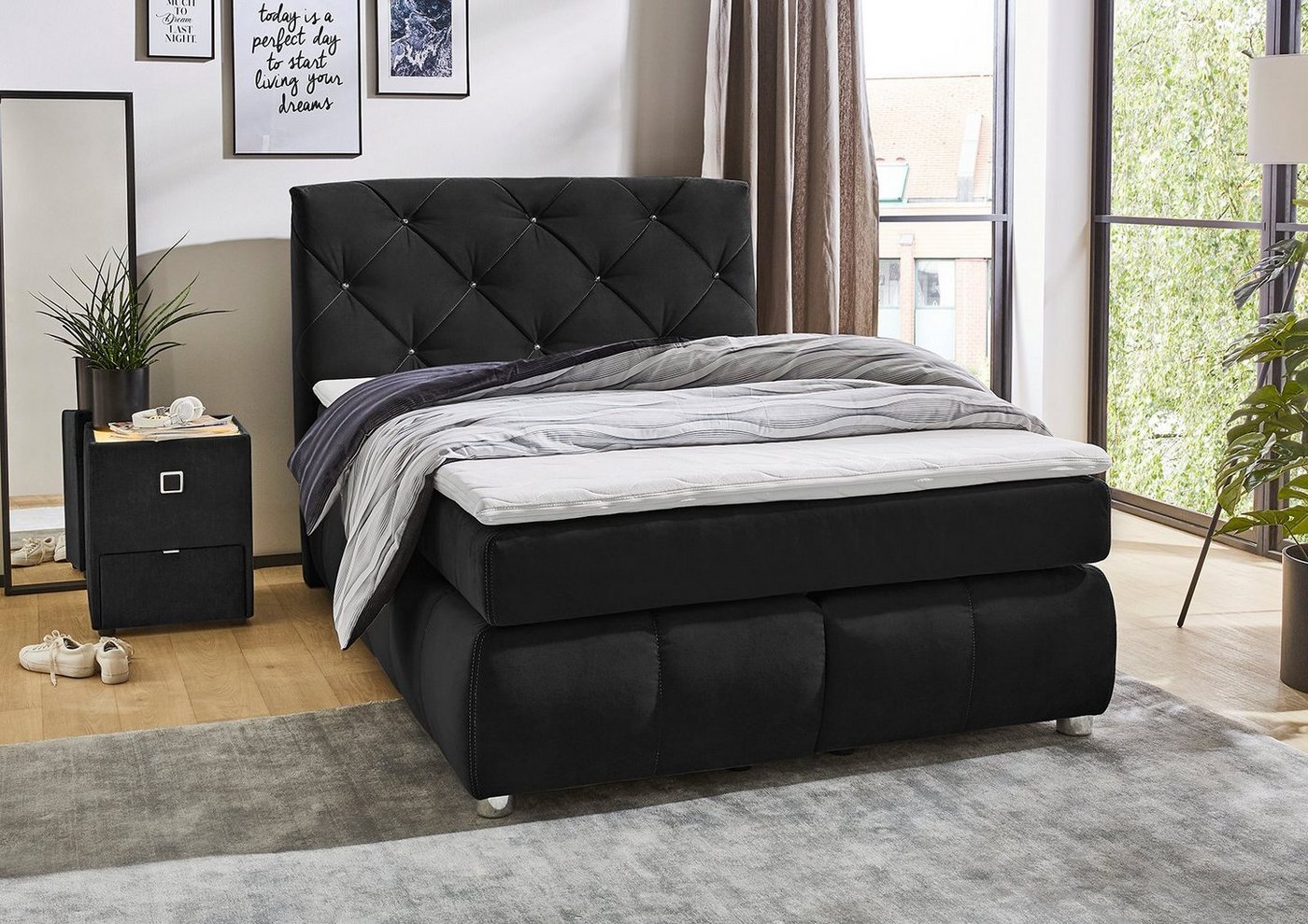 Jockenhöfer Gruppe Boxspringbett Bella erhältlich in 140 & 180cm Breite, mit Kaltschaum-Topper und Rauchglas-Steinen Jockenhöfer Gruppe Boxspringbett Bella erhältlich in 140 & 180cm Breite, mit Kaltschaum-Topper und Rauchglas-Steinen von Jockenhöfer Gruppe