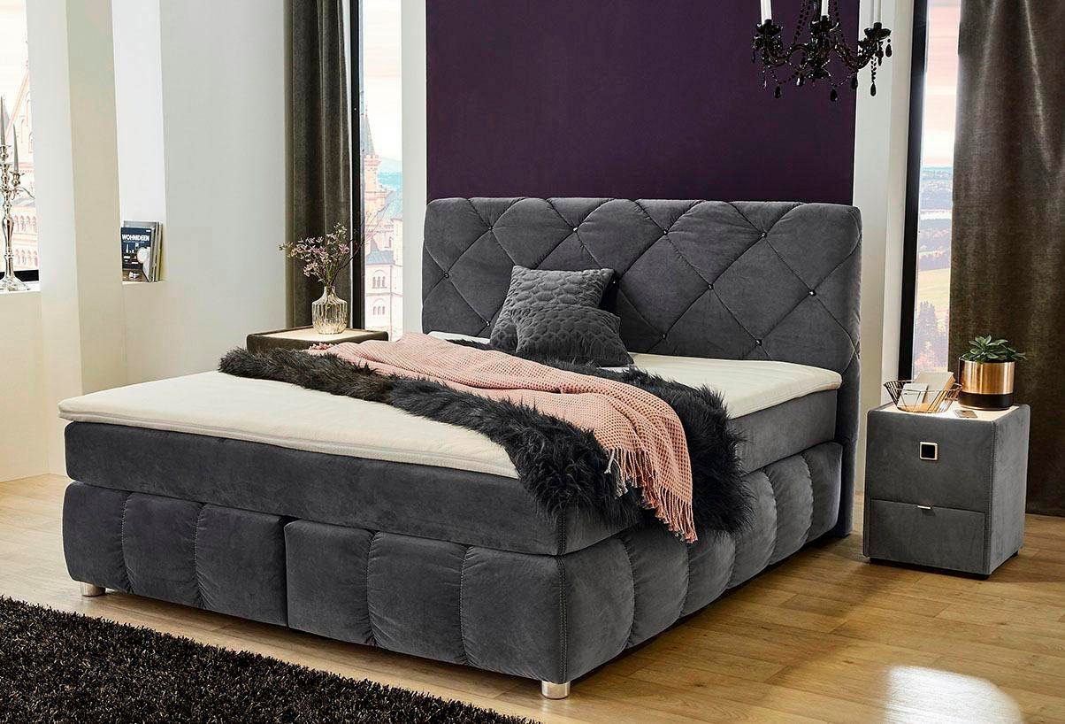 Jockenhöfer Gruppe Boxspringbett Bella erhältlich in 140 & 180cm Breite, mit Kaltschaum-Topper und Rauchglas-Steinen Jockenhöfer Gruppe Boxspringbett Bella erhältlich in 140 & 180cm Breite, mit Kaltschaum-Topper und Rauchglas-Steinen von Jockenhöfer Gruppe