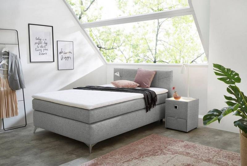 Jockenhöfer Gruppe Boxspringbett Nora erhältlich in den Größen 100,120 & 140cm, mit Topper und höhenvariablem Kopfteil von Jockenhöfer Gruppe