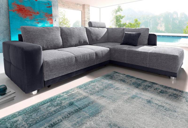 Jockenhöfer Gruppe Ecksofa Orlando L-Form, mit Bettfunktion, Bettkasten und Federkern, mit 1 oder 3 Kopfstützen von Jockenhöfer Gruppe