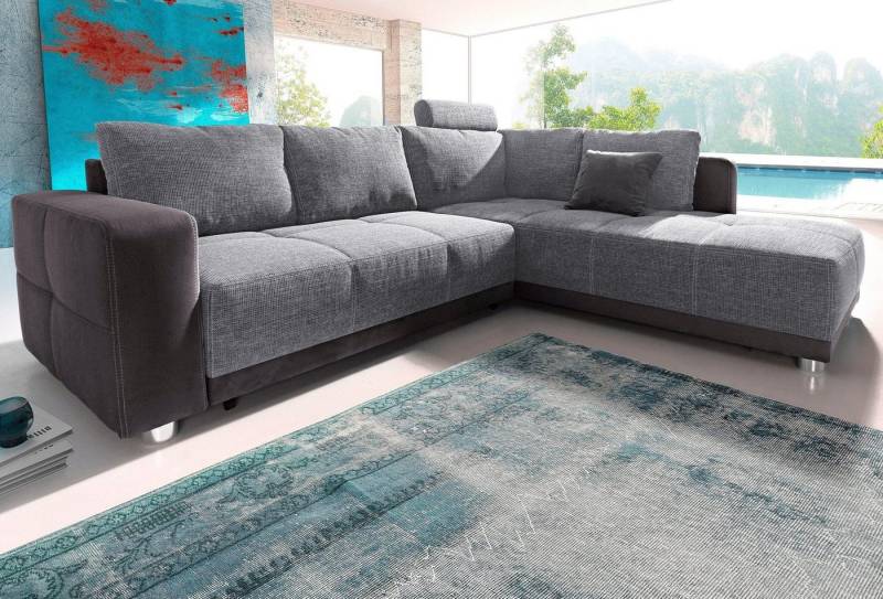 Jockenhöfer Gruppe Ecksofa Orlando L-Form, mit Bettfunktion, Bettkasten und Federkern, mit 1 oder 3 Kopfstützen von Jockenhöfer Gruppe