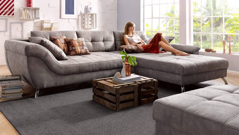 Jockenhöfer Gruppe Ecksofa San Francisco L-Form, mit eingearbeiteter Kaltschaummatte und Steppung, inklusive Kissen von Jockenhöfer Gruppe