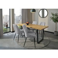Jockenhöfer Gruppe Essgruppe "ROGER, Sitzgruppe, Tisch, 4 Stühle" Set, 5 Stk. tlg. Tischplatte Wildeiche, Stühle mit Webstoff von Jockenhöfer Gruppe