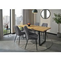 Jockenhöfer Gruppe Essgruppe "ROGER, Sitzgruppe, Tisch, 4 Stühle" Set, 5 Stk. tlg. Tischplatte Wildeiche, U-Gestell, Stühle mit Webstoff von Jockenhöfer Gruppe