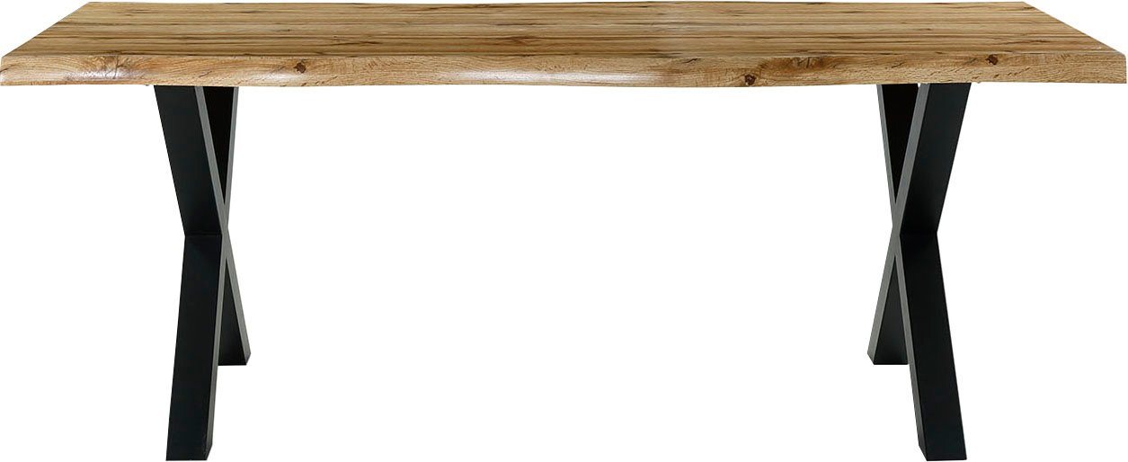 Jockenhöfer Gruppe Esstisch Marlon, geschwungene Baumkantenoptik und schwarzes Untergestell von Jockenhöfer Gruppe