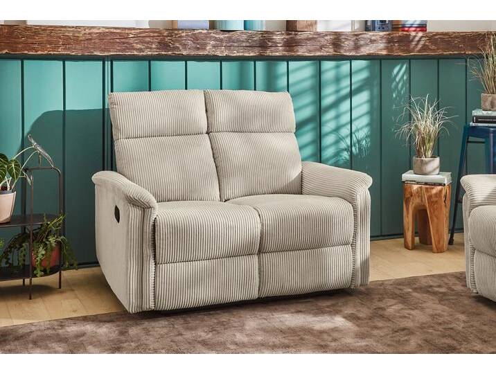 2-Sitzer JOCKENHÖFER GRUPPE Juist , grau (grau, beige), B:127cm H:100cm T:93cm, Sofas, Liegefunktion durch halbautomatische Reclinerfunktion, Federkern von Jockenhöfer