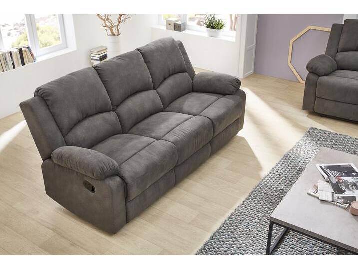 3-Sitzer JOCKENHÖFER GRUPPE Dakota , grau (anthrazit), B:204cm H:97cm T:87cm, Sofas, Liegefunktion durch halbautomatische Reclinerfunktion, TTFK-Polsterung von Jockenhöfer