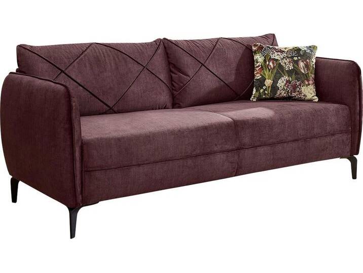 3-Sitzer JOCKENHÖFER GRUPPE Novara , lila (aubergine), B:201cm T:85cm, Korpus: 100% Polyester;Kissen: 100% Polyester, Sofas, mit attraktiver Steppung, Rauten-Biesennähte, frei im Raum stellbar von Jockenhöfer