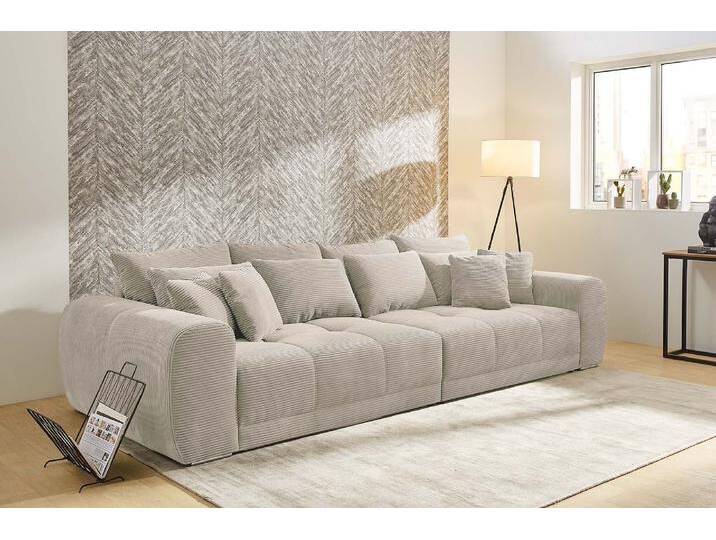 Big-Sofa JOCKENHÖFER GRUPPE Moldau XXL, B: 306 cm , grau (grau, beige), B:306cm H:83cm T:134cm, Cord: 100% Polyester, Sofas, Mega-Sofa, mit Federkern & 4 Zierkissen, Topseller von Jockenhöfer