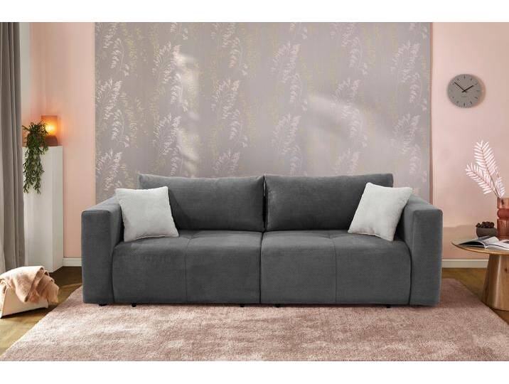 Big-Sofa JOCKENHÖFER GRUPPE Relax , dunkelgrau, B:243cm T:115cm, Korpus: 100% Polyester;Kissen: 100% Polyester, Sofas, Gästebettfunktion, Bettkasten, Sitzelemente einzeln ausziehbar von Jockenhöfer