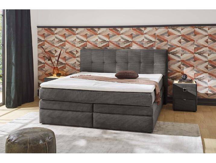 Boxspringbett JOCKENHÖFER GRUPPE Amy , grau (grau 426, 09), L:217cm, Bezug Bett: Cordstoff (100% Polyester), Topper und Matratzenspiegel: 100% Polyester, Komplettbetten, mit Bettkasten und Kaltschaum-Topper, erhältlich in 140 & 180cm Breite, Topseller von Jockenhöfer