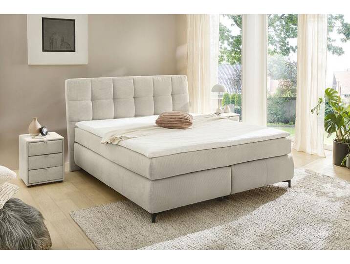 Boxspringbett JOCKENHÖFER GRUPPE Beatrice erhältlich in 140 & 180cm Breite , beige (beige 427, 07), B:193cm L:222cm, Bezug Bett: Feincord (100% Polyester), Topper und Matratzenspiegel: 100% Polyester, Komplettbetten, 7-Zonen-TTFK-Matratzen und KS-Topper, verschiedene Härtegrade von Jockenhöfer