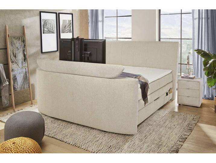 Boxspringbett JOCKENHÖFER GRUPPE Bel Air erhältlich in der Größe 180x200cm , grau (beige 444, 17), B:198cm L:245cm, Bezug Bett: Microfaser (100% Polyester), Topper und Matratzenspiegel: 100% Polyester, Komplettbetten, Boxspringbett, mit versenkbarem TV-Lift und Fernbedienung, Bettkasten/Stauraum von Jockenhöfer