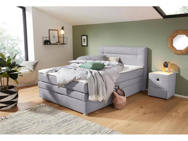 Boxspringbett JOCKENHÖFER GRUPPE Carmen , grau (grau 369, 09), B:154cm L:217cm, Komplettbetten, Boxspringbett, mit Bettkasten und Topper, erhältlich in 120 & 140cm Breite, Topseller von Jockenhöfer