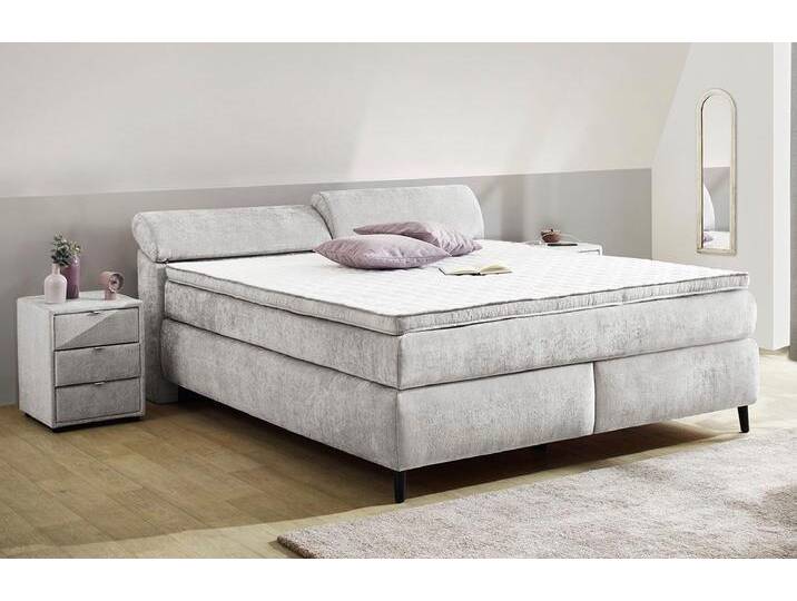 Boxspringbett JOCKENHÖFER GRUPPE Diva, inkl. 7-Zonen-TTFK-Matratze , grau (hellgrau 433, 29), B:189cm L:231cm, Bezug Bett: Chenille (100% Polyester);Topper und Matratzenspiegel: 100% Polyester, Komplettbetten, Kopfteil höhenverstellbar, KS-Topper von Jockenhöfer