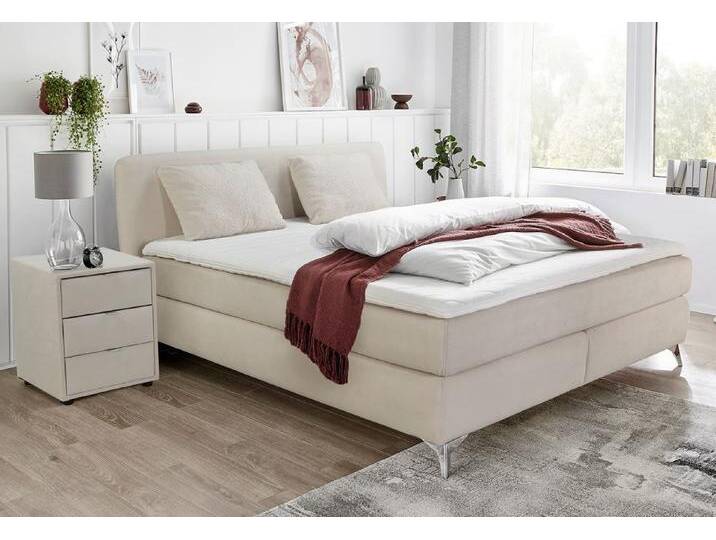 Boxspringbett JOCKENHÖFER GRUPPE  Elfie OTTOs Choice Topseller, inkl. Topper , weiß (beige, natur 485, 07), B:188cm L:209cm, Bezug Bett: Microfaser (100% Polyester);Topper und Matratzenspiegel: 100% Polyester, Komplettbetten, erhältlich in den Breiten 90,140 & 180cm und diversen Farbvarianten von Jockenhöfer