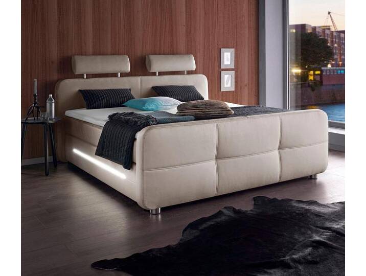 Boxspringbett JOCKENHÖFER GRUPPE Gina , grau (greige 329, 27), B:192cm L:223cm, Spiegelfläche der Matratzen: 100% Polyester, Topper: 100% Polyurethan, Bezug (100% Polyester) abnehmbar und waschbar bis 60u00ba C, Komplettbetten, Boxspringbett, inkl. Topper und LED-Beleuchtung, erhältlich in der Größe 180x200cm, Topseller von Jockenhöfer