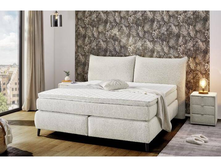 Boxspringbett JOCKENHÖFER GRUPPE Hacienda in der Breite 180cm erhältlich , beige 432, 07, B:210cm L:230cm, Bezug Bett: Flachgewebe (100% Polyester), Topper und Matratzenspiegel: 100% Polyester, Komplettbetten, 7-Zonen-TTFK-Matratze, KS-Topper, verschiedene Härtegrade wählbar von Jockenhöfer