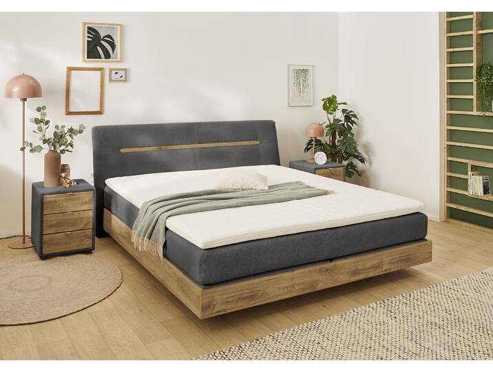 Boxspringbett JOCKENHÖFER GRUPPE Hetty erhältlich in der Größe 180x200cm , grau (dunkelgrau 444, 09), B:197cm L:221cm, Bezug Bett: Microfaser (100% Polyester), Topper und Matratzenspiegel: 100% Polyester, Komplettbetten, Boxspringbett, schwebende Optik, 7-Zonen-Matratze, Topper, mehrere Härtegrade wählbar von Jockenhöfer