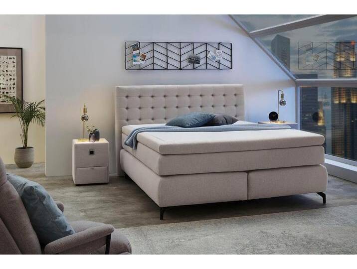 Boxspringbett JOCKENHÖFER GRUPPE Jessica inklusive 9cm Kaltschaum-Topper , grau (hellgrau 474, 09), B:192cm L:214cm, Bezug Bett: 100% Polyester, Topper und Matratzenspiegel: 100% Polyester, Komplettbetten, Boxspringbett, und 7-Zonen-TTFK-Matratze (H3,H3/H4 oder H4), Liegefläche 180x200cm von Jockenhöfer