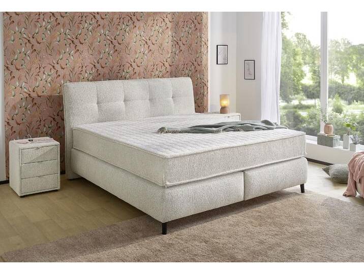 Boxspringbett JOCKENHÖFER GRUPPE King-Size in der Breite 180cm , beige 432, 07, B:192cm L:220cm, Bezug Bett: Flachgewebe (100% Polyester), Matratzenspiegel: 100% Polyester, Komplettbetten, Extradicke XXL-7-Zonen-TTFK-Matratze (25cm hoch) von Jockenhöfer