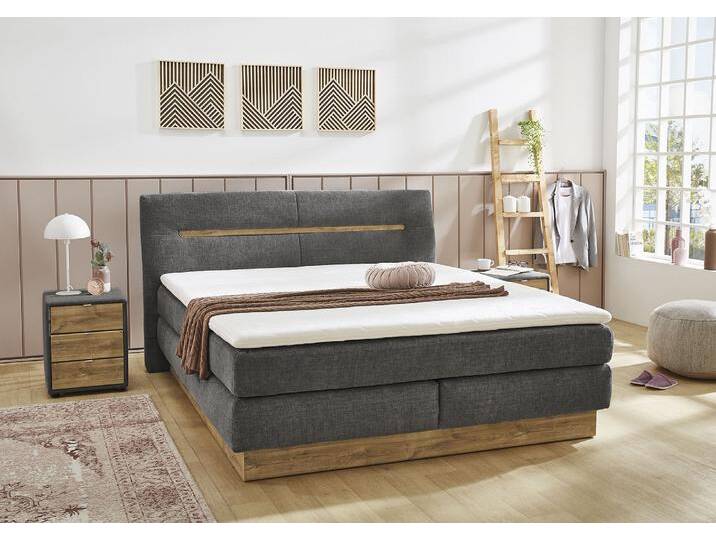 Boxspringbett JOCKENHÖFER GRUPPE Nika erhältlich in der Größe 180x200cm , grau (dunkelgrau 444, 09), B:197cm L:219cm, Bezug Bett: Microfaser (100% Polyester), Topper und Matratzenspiegel: 100% Polyester, Komplettbetten, Boxspringbett, mit Bettkasten, 7-Zonen-Matratze, Topper, mehrere Härtegrade wählbar, Topseller von Jockenhöfer