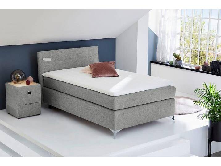 Boxspringbett JOCKENHÖFER GRUPPE Nora erhältlich in den Größen 100,120 & 140cm , grau (grau 369, 09), B:127cm L:210cm, Bezug Bett: 100% Polyester;Topper und Matratzenspiegel: 100% Polyester, Komplettbetten, Boxspringbett, mit Topper und höhenvariablem Kopfteil von Jockenhöfer
