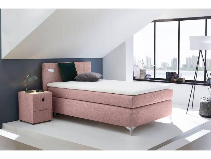 Boxspringbett JOCKENHÖFER GRUPPE Nora erhältlich in den Größen 100,120 & 140cm , rosa (altrosa 369, 05), B:107cm L:210cm, Bezug Bett: 100% Polyester, Topper und Matratzenspiegel: 100% Polyester, Komplettbetten, Boxspringbett, mit Topper und höhenvariablem Kopfteil von Jockenhöfer