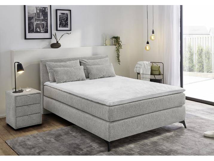 Boxspringbett JOCKENHÖFER GRUPPE Paulina, inkl. Topper und Kissen, Härtegrade wählbar , grau (grau 417, 19), B:144cm L:209cm, Bezug Bett: Chenille (100% Polyester);Topper und Matratzenspiegel: 100% Polyester, Komplettbetten, 140x200 cm oder 180x200cm, Topseller von Jockenhöfer
