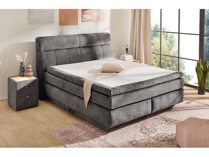 Boxspringbett JOCKENHÖFER GRUPPE Queen, inklusive Strauraum/Bettkasten , grau (grau 460, 19), B:195cm L:230cm, Bezug Bett: Chenille (100% Polyester);Topper und Matratzenspiegel: 100% Polyester, Komplettbetten, 7-Zonen-TTFK-Matratze, KS-Topper, verschiedene Härtegrade wählbar von Jockenhöfer