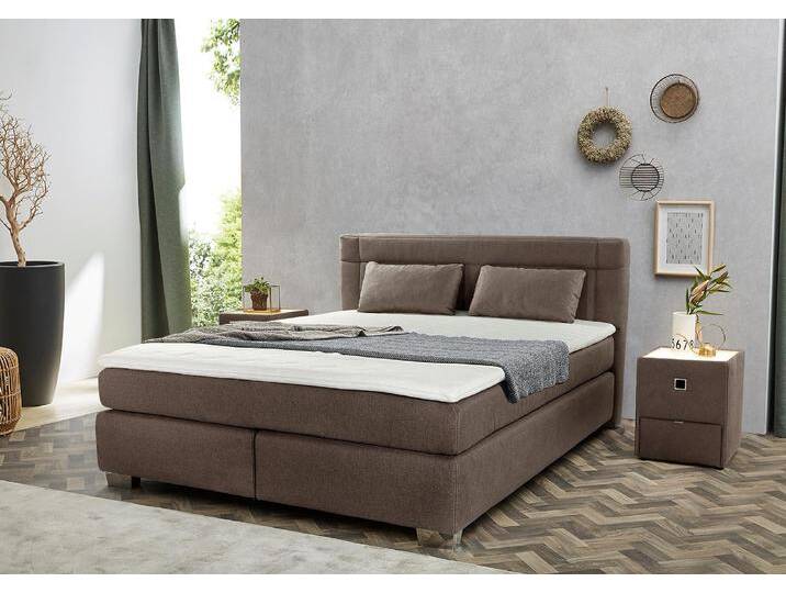 Boxspringbett JOCKENHÖFER GRUPPE Romana, inkl. 7-Zonen-TTFK-Matratze , braun (braun 493, 08), B:190cm L:212cm, Spiegelfläche der Matratze: 100% Polyester, Bettgestell und seitliche Einfassung der Matratzen: Microfaser, 100% Polyester, Topper: 100% Polyurethan, Bezug (100% Polyester) abnehmbar und waschbar bis 60u00ba C, Komplettbetten, Boxspringbett, KS-Topper, verschiedene Härtegrade und Bettbreiten wählbar von Jockenhöfer