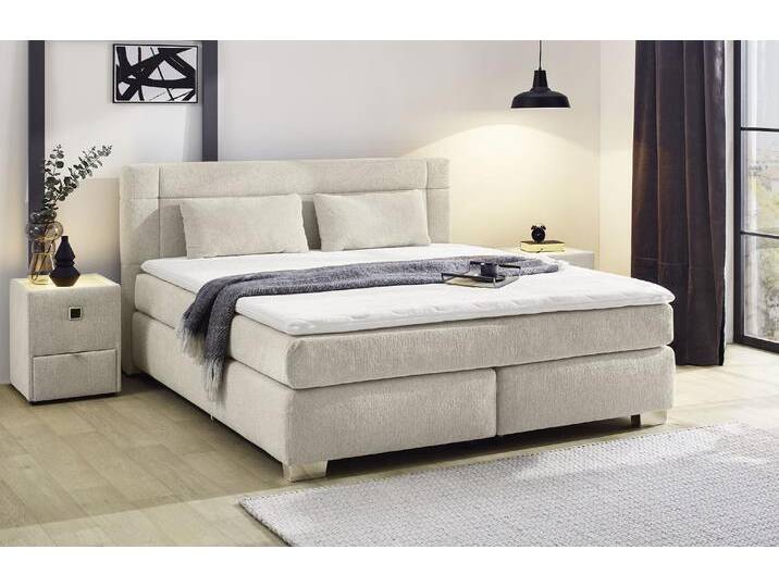 Boxspringbett JOCKENHÖFER GRUPPE Romana, inkl. 7-Zonen-TTFK-Matratze , grau (beige 444, 17), B:190cm L:212cm, Bezug Bett: Chenille (100% Polyester), Topper und Matratzenspiegel: 100% Polyester, Komplettbetten, Boxspringbett, KS-Topper, verschiedene Härtegrade und Bettbreiten wählbar von Jockenhöfer