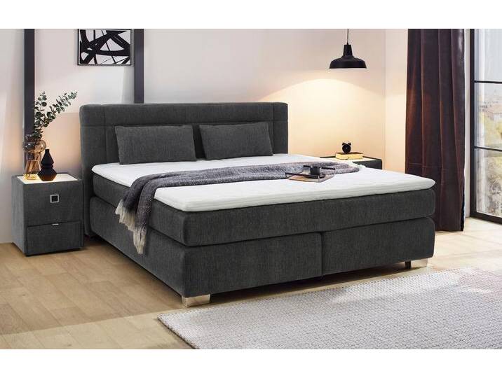Boxspringbett JOCKENHÖFER GRUPPE Romana, inkl. 7-Zonen-TTFK-Matratze , grau (dunkelgrau 444, 09), B:170cm L:212cm, Bezug Bett: Chenille (100% Polyester), Topper und Matratzenspiegel: 100% Polyester, Komplettbetten, Boxspringbett, KS-Topper, verschiedene Härtegrade und Bettbreiten wählbar von Jockenhöfer