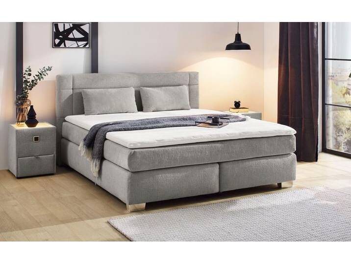 Boxspringbett JOCKENHÖFER GRUPPE Romana, inkl. 7-Zonen-TTFK-Matratze , grau (grau 444, 19), B:190cm L:212cm, Bezug Bett: Chenille (100% Polyester), Topper und Matratzenspiegel: 100% Polyester, Komplettbetten, Boxspringbett, KS-Topper, verschiedene Härtegrade und Bettbreiten wählbar von Jockenhöfer