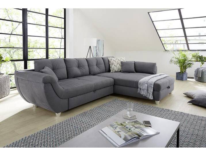 Ecksofa JOCKENHÖFER GRUPPE Maranello L-Form , grau, B:330cm T:100cm, Luxus-Microfaser (100% Polyester), Kissen: 45% Polyacryl, 34% Polyethylen, 21% Polypropylen, Sofas, mit großem Stauraum, Gästebett- und Relaxfunktion, Nosagfederung von Jockenhöfer