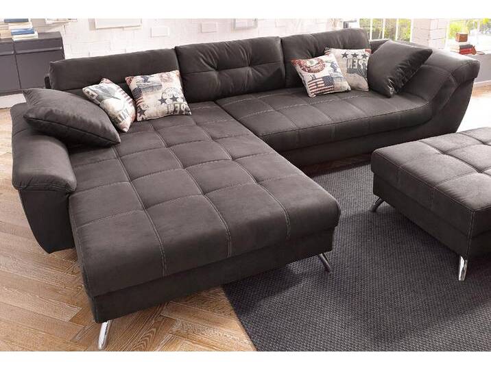 Ecksofa JOCKENHÖFER GRUPPE San Francisco L-Form , braun (dunkelbraun), B:358cm H:91cm T:119cm, Luxus-Microfaser ALCATOP (100% Polyester), Luxus-Microfaser in Antiklederoptik (100% Polyester), Zierkissen: (100% Baumwolle), Sofas, mit eingearbeiteter Kaltschaummatte und Steppung, inklusive Kissen, Topseller von Jockenhöfer