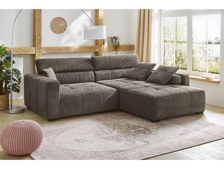 Ecksofa JOCKENHÖFER GRUPPE Severino L-Form im Big-Sofa-Style , grau (dunkelgrau), B:283cm T:123cm, Korpus: 95% Polyester, 5% Nylon;Kissen: 95% Polyester, 5% Nylon, Sofas, mit Kopfteilverstellung, rechts/links montierbar, Wellenfederung von Jockenhöfer