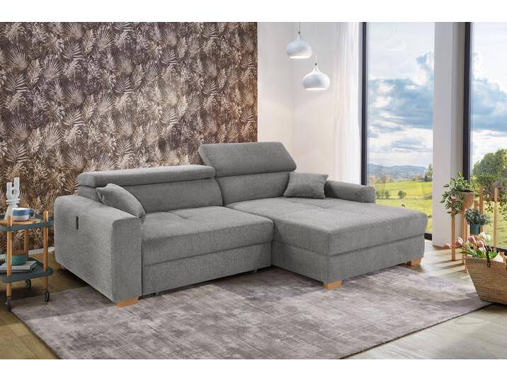 Ecksofa JOCKENHÖFER GRUPPE Slider L-Form, B: 277 cm, 140kg Belastbarkeit je Sitzplatz , grau (grau 417, 19), B:279cm T:126cm, Korpus: 100% Polyester;Kissen: 100% Polyester, Sofas, mit Sitztiefenverstellung, USB, verstellbaren Kopfstützen & Zierkissen von Jockenhöfer