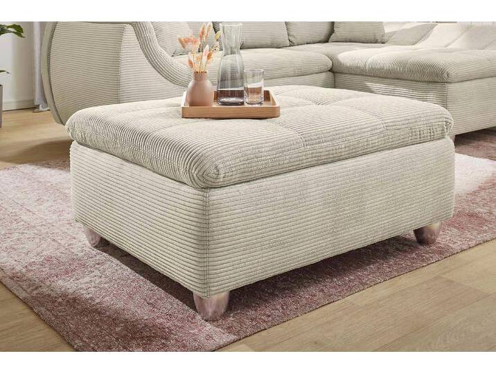 Hocker JOCKENHÖFER GRUPPE Genua, B: 103 cm , grau (grau, beige), B:103cm H:48cm T:82,5cm, Cord: 100% Polyester, Hocker, individuell zu kombinieren von Jockenhöfer