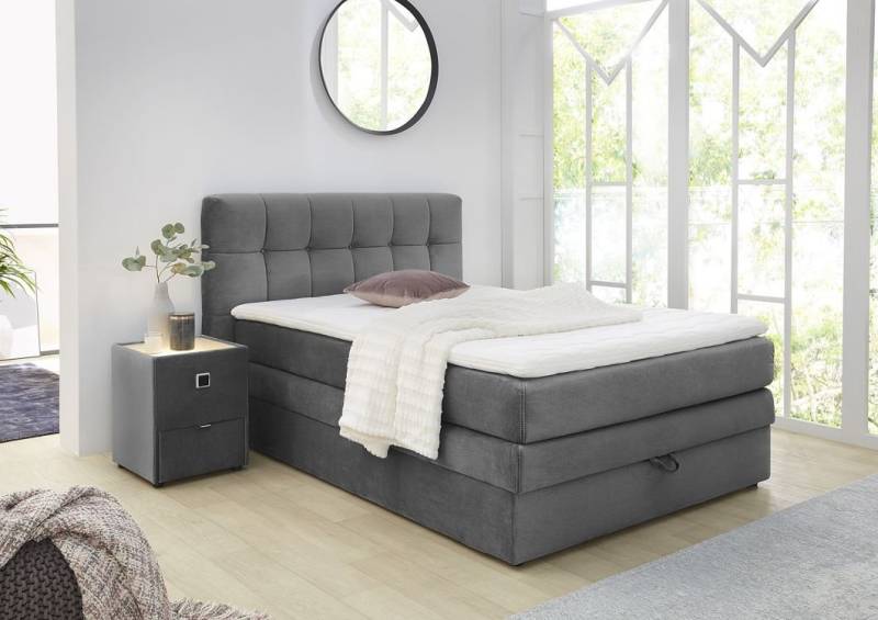 Jockenhöfer Boxspringbett Amy in Stoff grau ca. 140 x 200 cm von Jockenhöfer