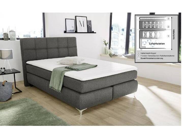 Jockenhöfer Boxspringbett Bea ca. 140 x 200 cm in dunkelgrau von Jockenhöfer