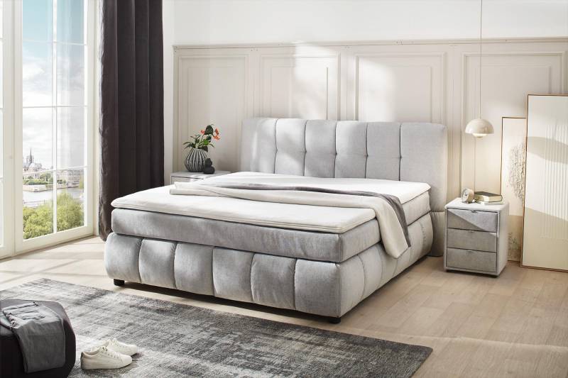 Jockenhöfer Boxspringbett CORA ca. B201 H113 T219 cm in Stoff 438/29 greige von Jockenhöfer