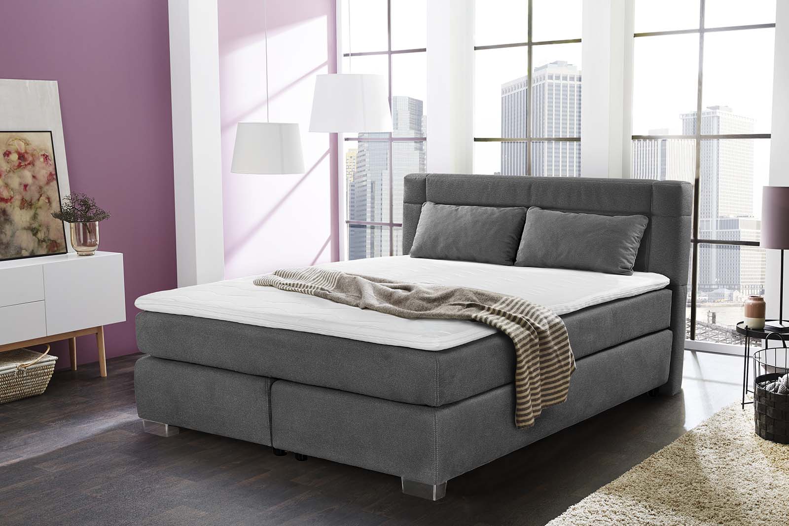 Jockenhöfer Boxspringbett ROMANA ca. 160x200cm in Stoff grau von Jockenhöfer